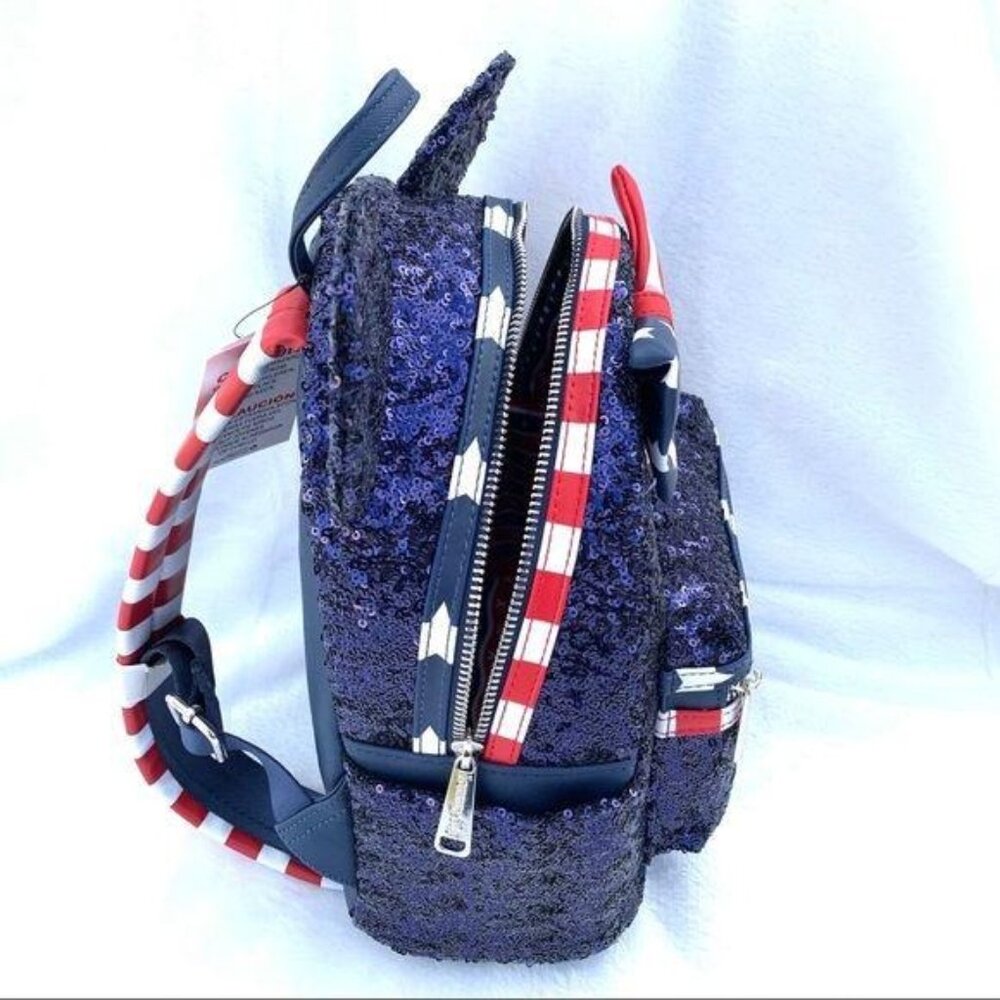 Disney Parks Loungefly Stars Stripes Americana Patriotic Sequin Mini Backpack - Picture 6 of 8